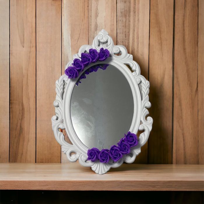 Oglinda mireasa ovala cu rama alba 40x60 cm