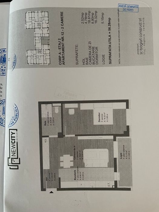 Vand ap finisat 56mp/parcare str Tineretului Floresti