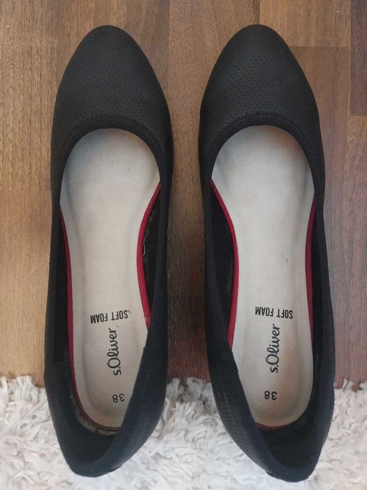 Pantofi damă S. Oliver, negru, cu toc, velur