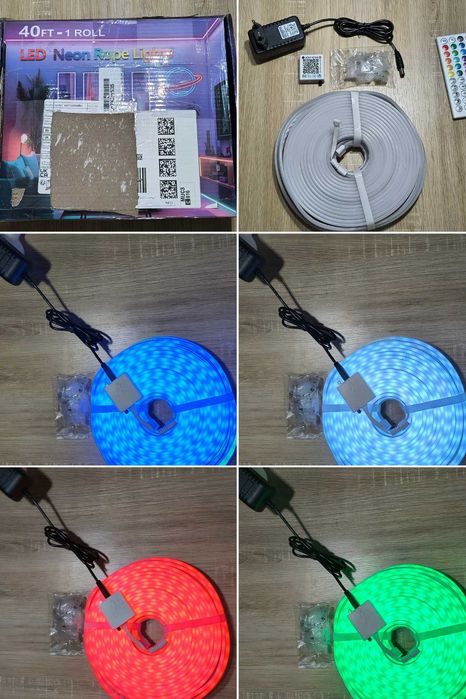 Bandă LED Neon RGB, sincronizare muzică, telecomandă, 6-20M