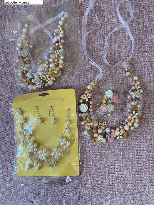 Set nou colier si cercei ocazie model floral