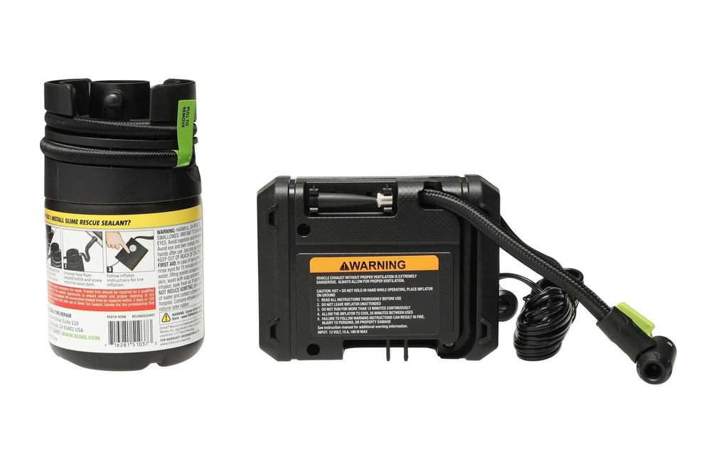 Slime ремонтен комплект за спукана гума с уплътнител 414ml и компресор 12V, 4 bar, 60 PSI