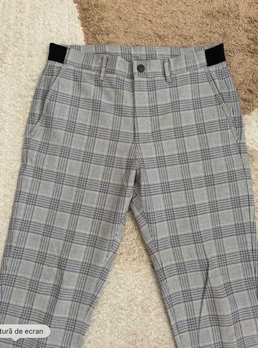 Pantaloni Eleganti Bărbați Zara Mărimea M Carouri Gri Mărimea M -EUR40-