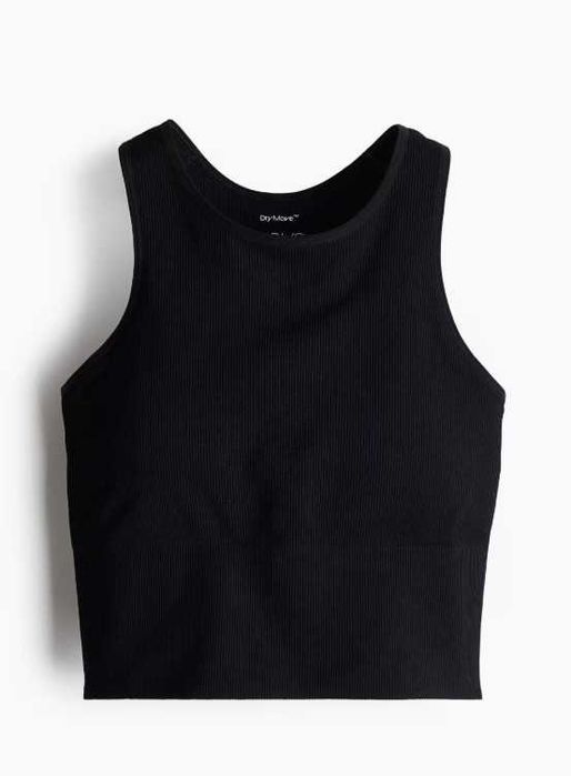 H&M DryMove черен безшевен спортен топ сутиен с вътрешни подлънки