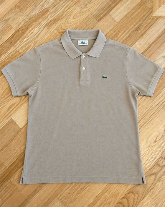 Tricou Polo Lacoste bărbați, mărimea XL, bej, 100% bumbac, logo crocodil brodat