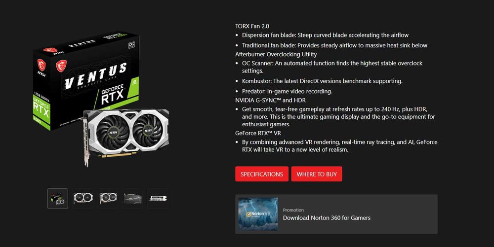 Placa video 12GB / Placa video RTX 2060 OC 12GB MSI Ventus cutie.