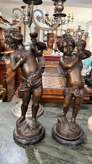 Statueta Sculptura Bronz Masiv Baza Marmura