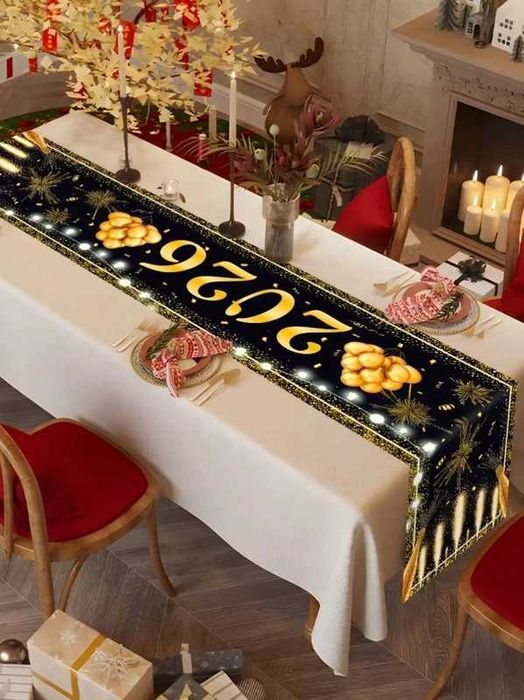 Fata de masa centrala Revelion 2026, 35x180cm