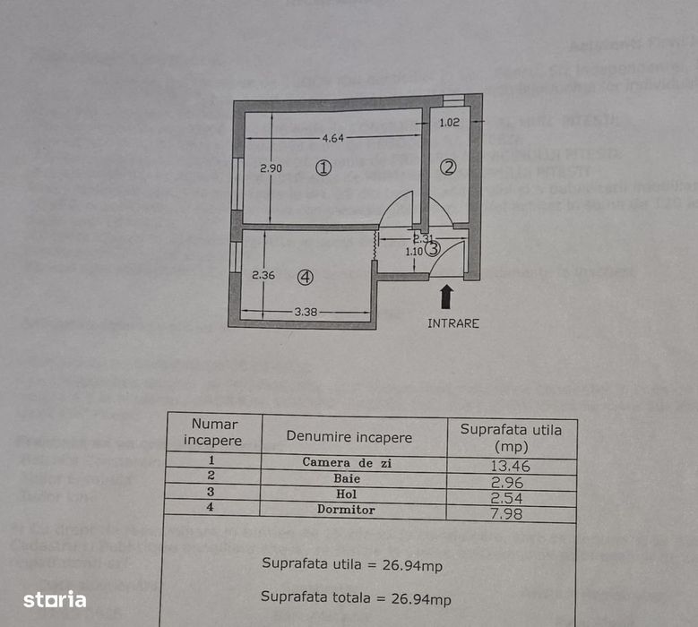Garsoniera etaj 1 Războieni 45000euro