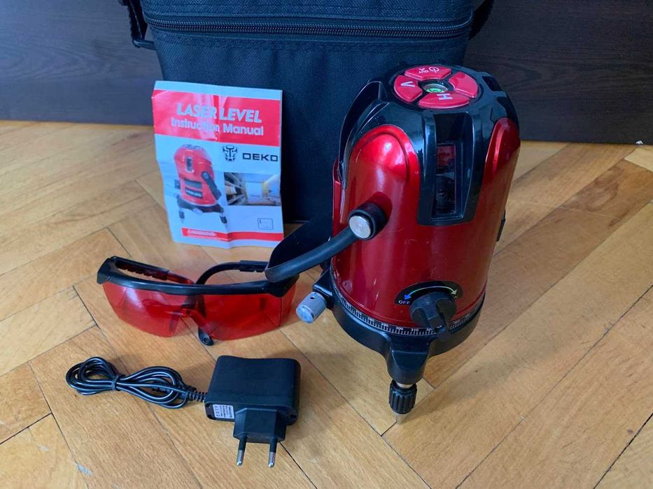 Самонивелиращ линеен лазерен нивелир 5 червени линии на 360 градуса