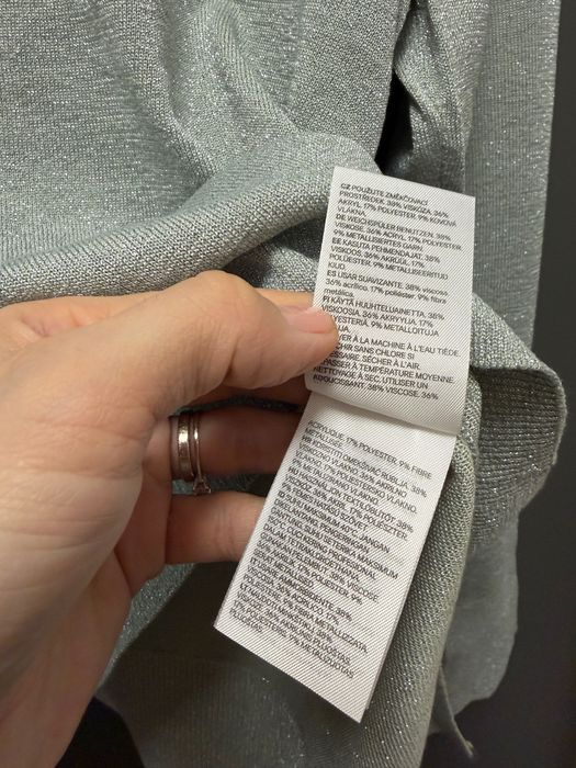 Bluză elegantă, culoare bleu-gri deschis metalizat, mărimea M, H&M