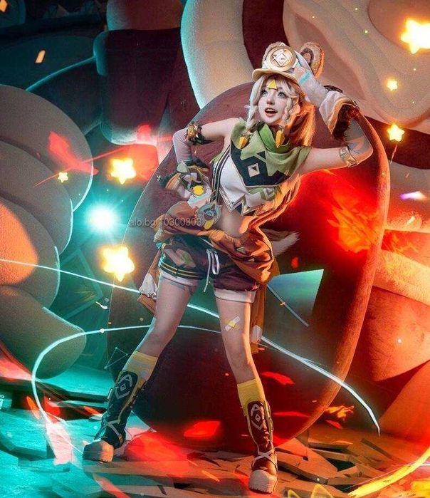 Аниме висококачествена перука Genshin Impact Kachina Cosplay