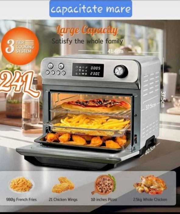 Cuptor Air Fryer 24L — 3 Nivele de Gătit · Display Digital · 230°C