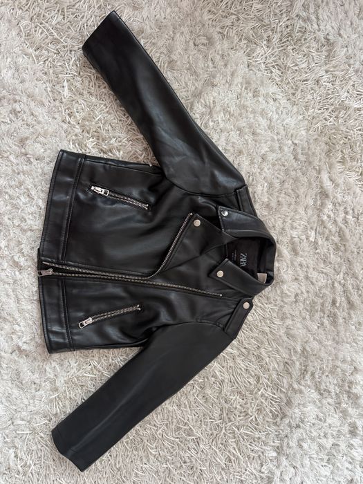 Zara черно кожено яке