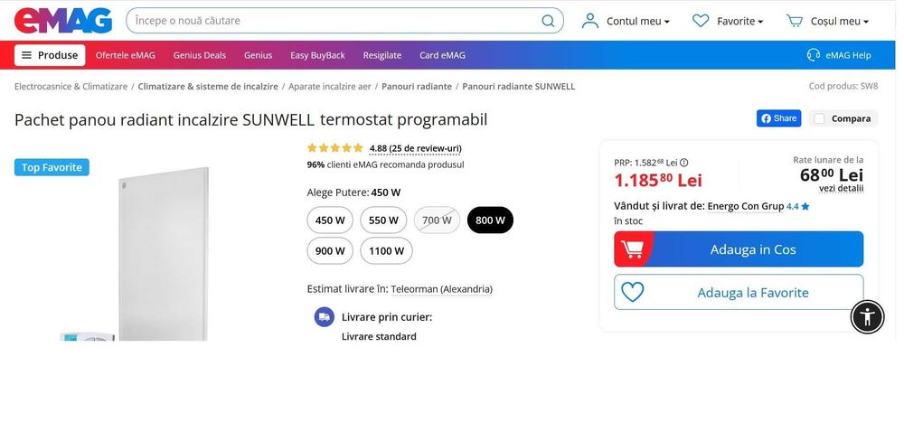 Panou caldura Sunwell Pro, 450w, rulota,campervan, autorulota, camera.