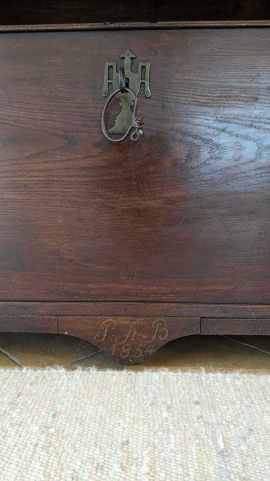 Ladă stejar masiv din anul 1854 feronerie original