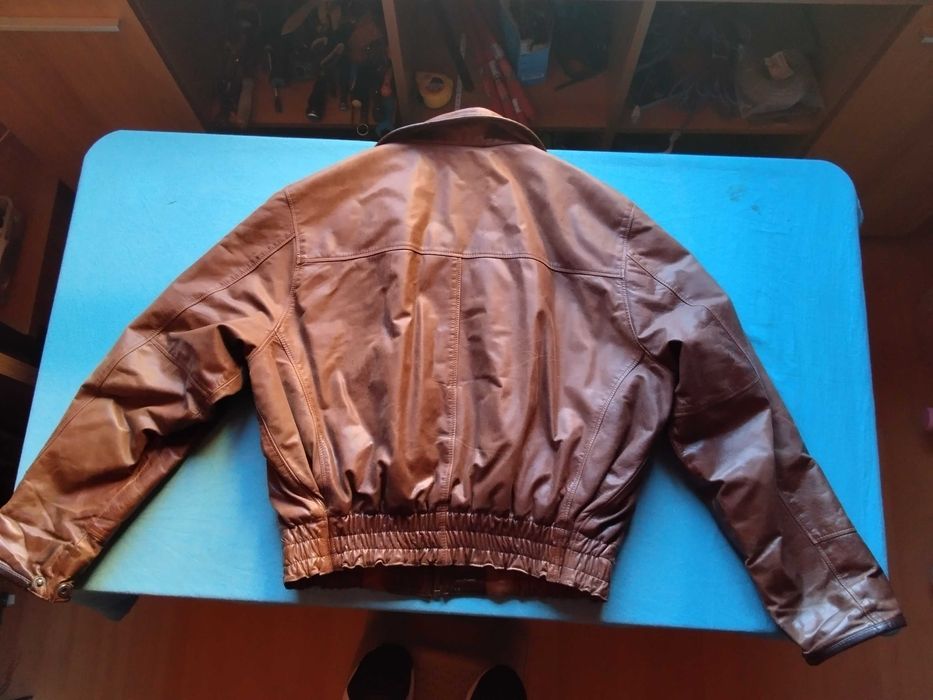 голямо мъжко тузарско яке XL от естествена кожа до кръста-ТОП ГЪН