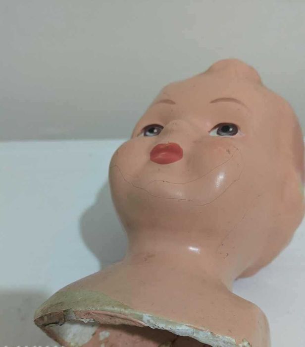 Голяма красива керамична глава на кукла 25 см