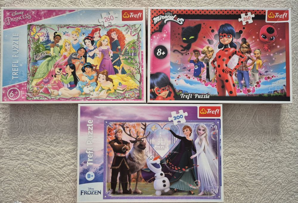 Lot puzzle 300 piese Elsa, Buburuza, Printese