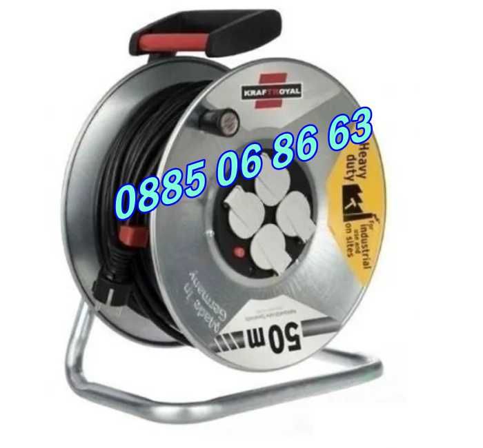 Ел. удължител макара 50 метра с 4 гнезда