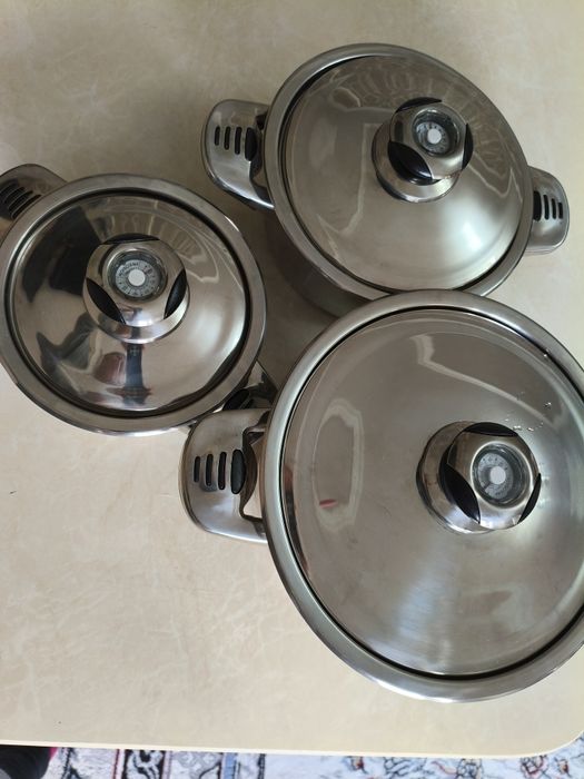 Кастрюли BERGHOFFER 3 шт. + Сковорода  Б/у