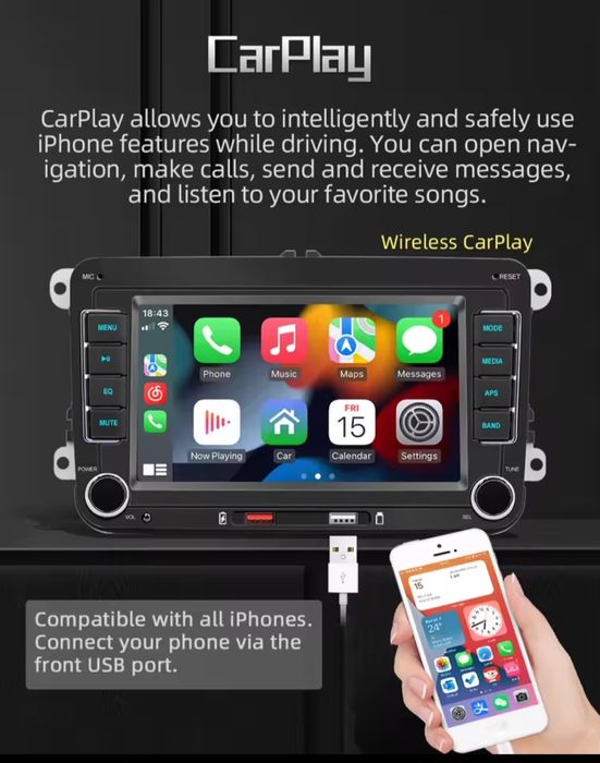 Navi auto VAG wired/wirelles car play/android auto + camera spate