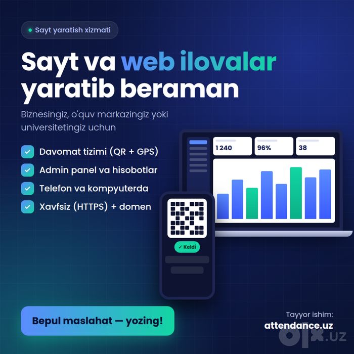 Sayt,Telegram bot,web ilova yaratishva barcha IT xizmatlari