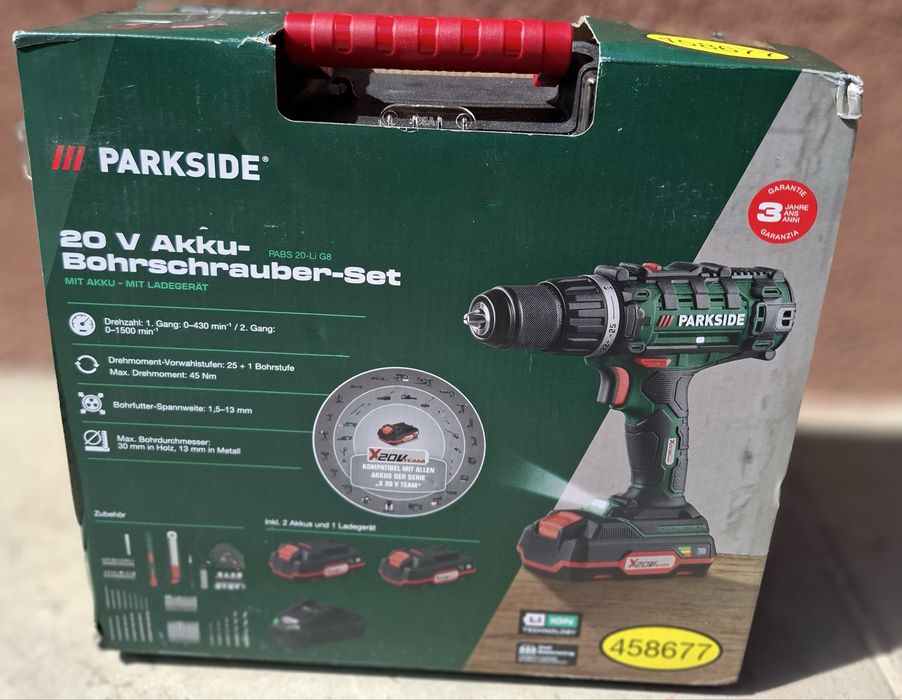 Set complet de masina de insurubat si gaurit Parkside cu 2 acumulatori