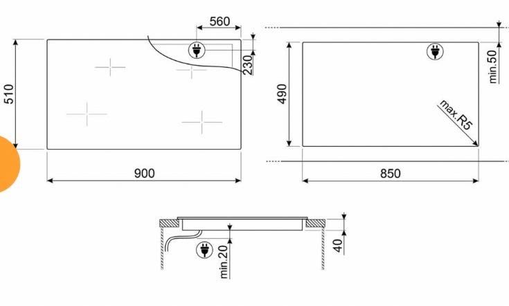 SMEG керамичен плот 90см
