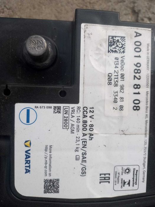 Baterie auto originală Mercedes Benz AGM 12V 80 Ah 800 A