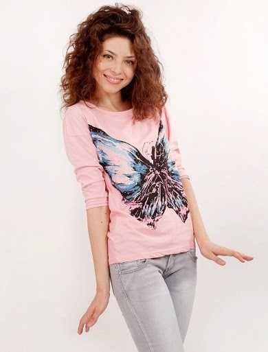 Bluza Pink Butterfly cu spate gol/taieturi/franjuri TRANSPORT GRATUIT