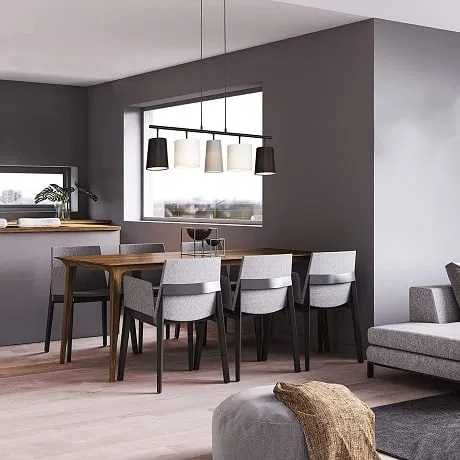 Висящ полилей с 5 глави черна основа индустриален ретро