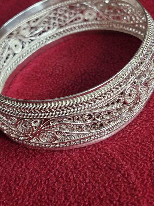 Уникална сребърна гривна филигран 37гр.-100годишна