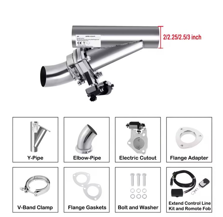 Evacuare inox cu clapeta CUT OUT 63mm 76mm