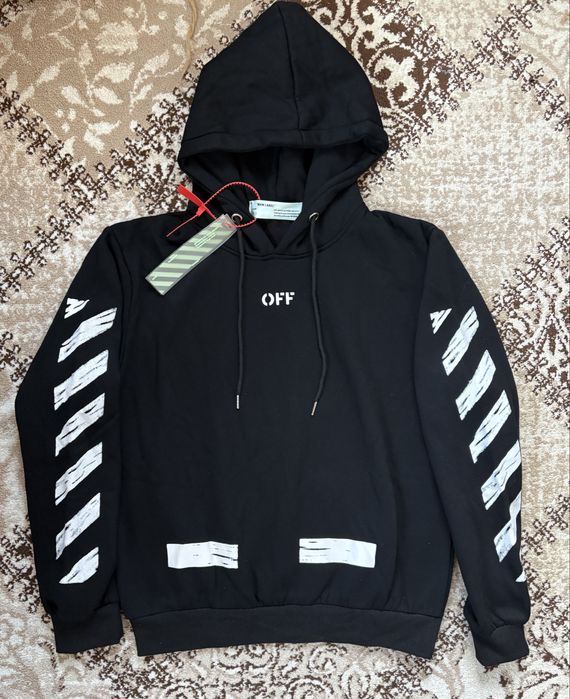 Off-White Hoodie Black White Stripes – L – Nou cu etichetă