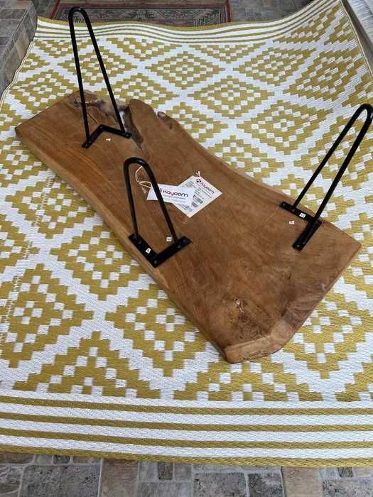 Nouǎ! Masa Cafea Lemn Solid Salcâm Picioare Pin Fier Scandinav Rustic