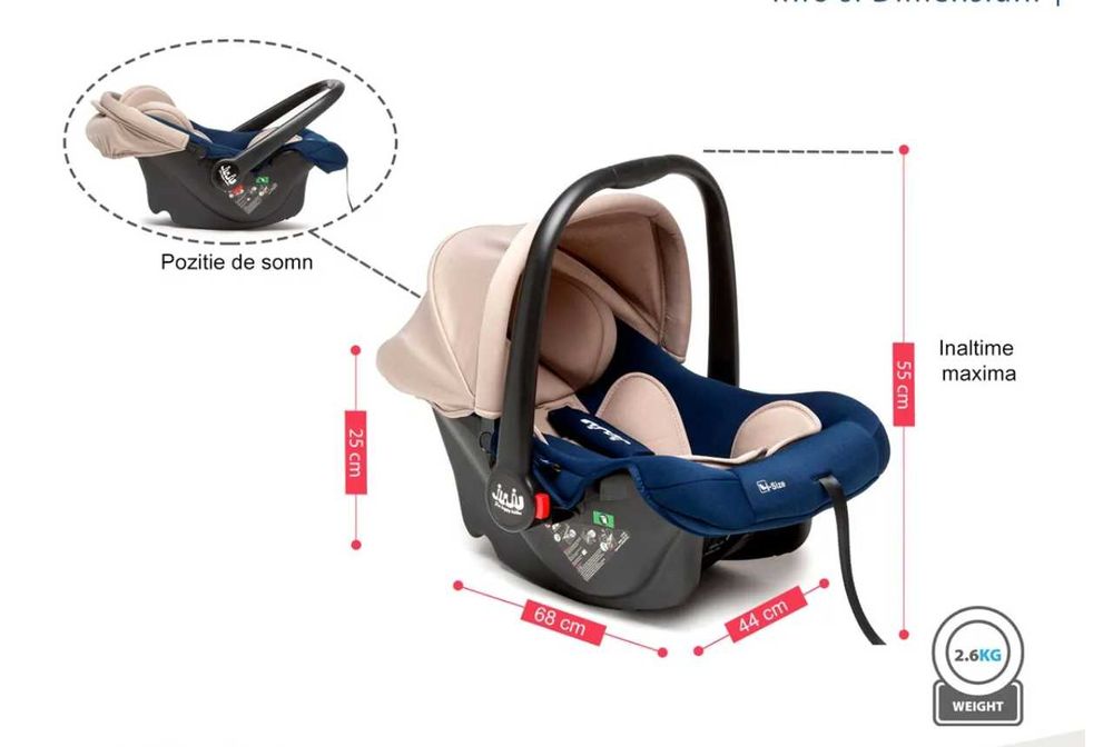 Scaun auto pentru bebelusi si copii, de tip scoica, Juju Baby Boo