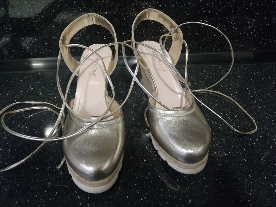 Италиански кожени еспадрили на платформа