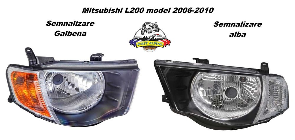 Far Mitsubishi L200 - Far fata pentru modelul 2006-2010 alb/galben