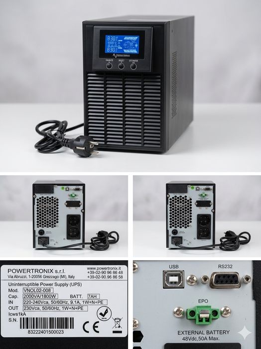 UPS profesional Powertronix 2000VA/1800W  dublă conversie  (online)