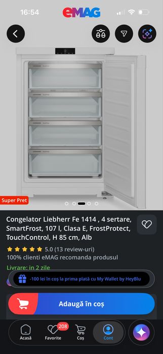 Vand congelator cu 4 sertare 107 l