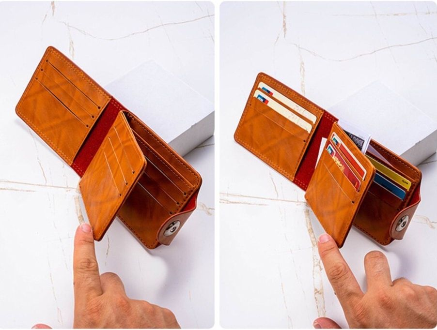 Portofel bancnotă 100 dolari. Gravat laser. Spațios, ușor, flexibil.