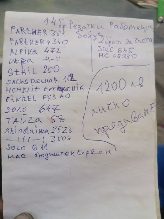 Резачки за дърва. Работещи. И на части