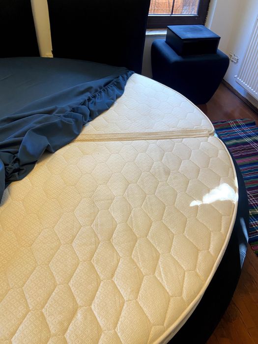 Rovere Pat rotund, 2 noptiere, saltea speciala, diametru 2.3m,