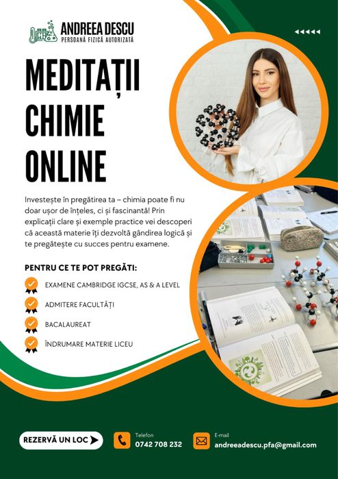 Meditații Chimie – Cambridge IGCSE/AS/A Level, Bac, Admitere Medicină