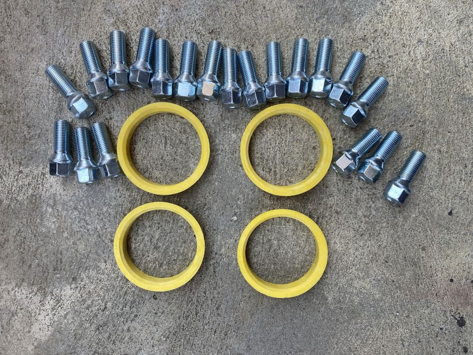 Set 4 inele centrare 72,5/66,6mm si prezoane M14x1,5x35 SW17