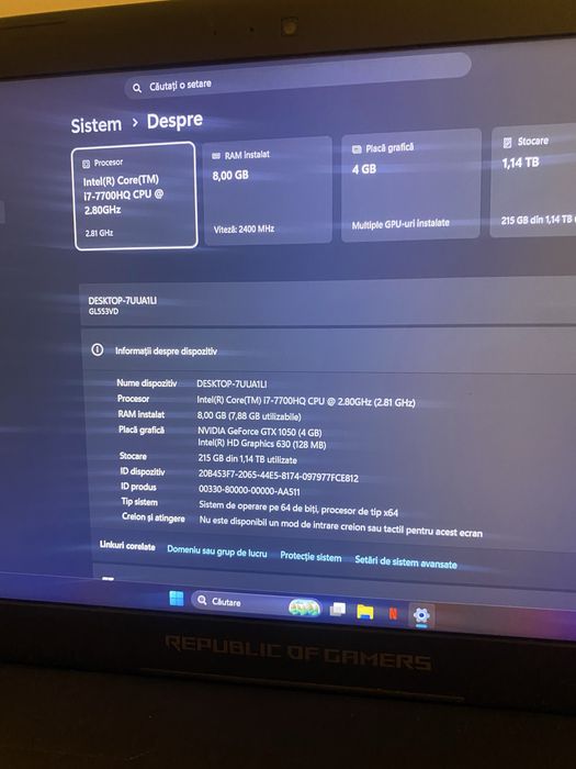 ASUS ROG STRIX GL553VD Gaming | i7-7700HQ | GTX 1050 4GB | 8GB RAM | 1.14TB
