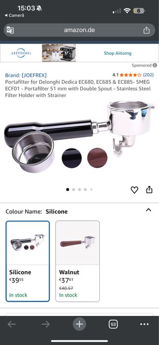 Portafiltru pentru Delonghi EC680, EC 685, EC 885