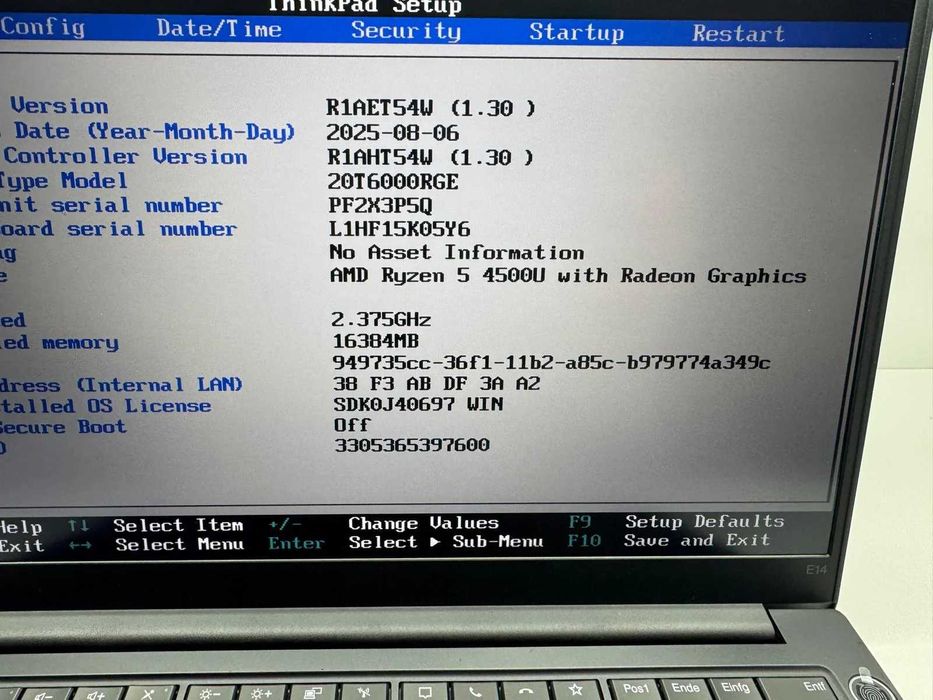 Laptop SH Lenovo E14 gen2 AMD Ryzen 5 4500U 16gb RAM SSD 512 bat NOUA
