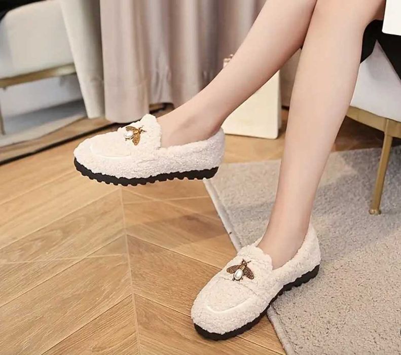 Меховые лоферы для девочек